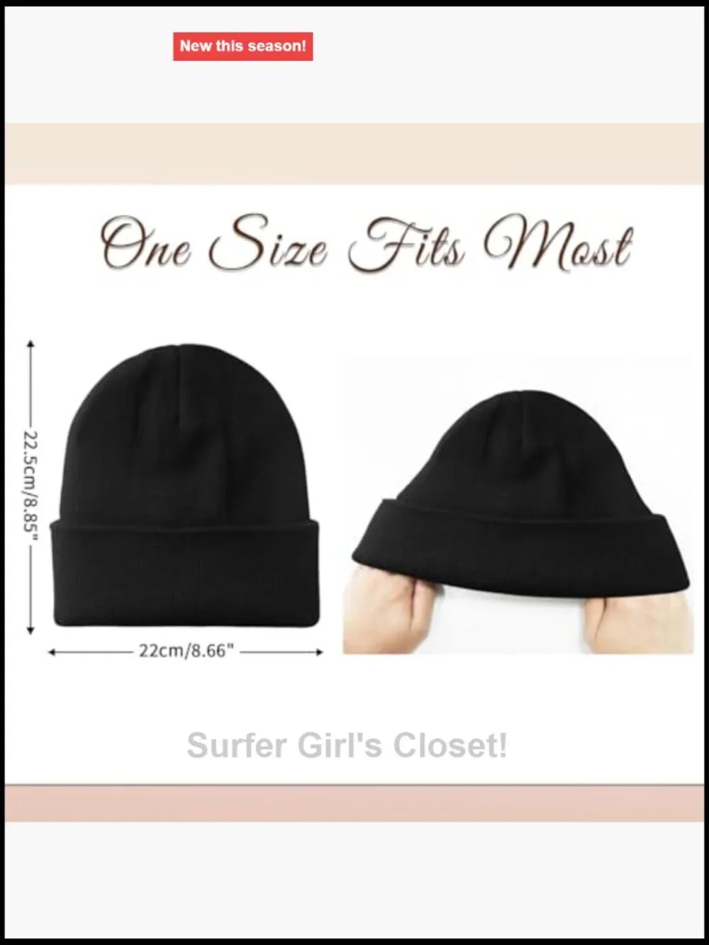 Satin Lined Beanie Winter Warm Hat Stretchable Acrylic